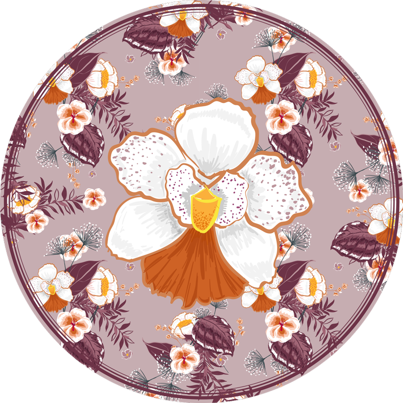 Floral Patterned Circle floral vinyl rug - TenStickers