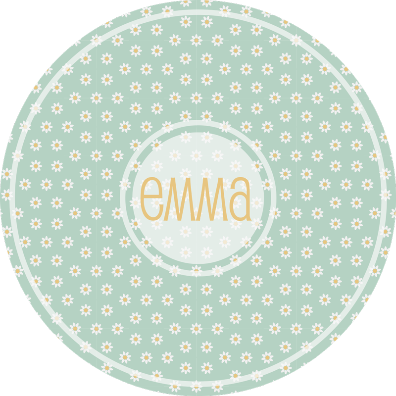 Personalized Daisy Circle custom vinyl rug - TenStickers