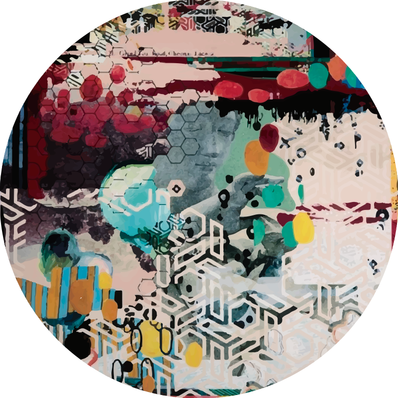 Abstract Splash Motif living room vinyl rug - TenStickers