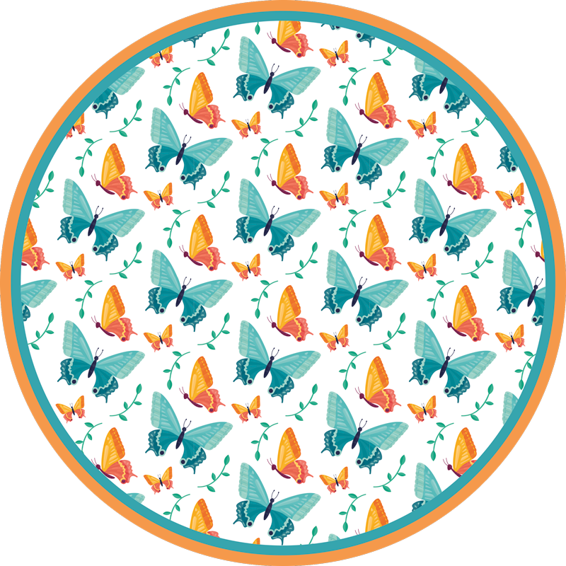 Butterfly Circular Design nursery vinyl rug - TenStickers