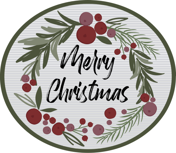 Merry christmas with holly Christmas tree mat - TenStickers