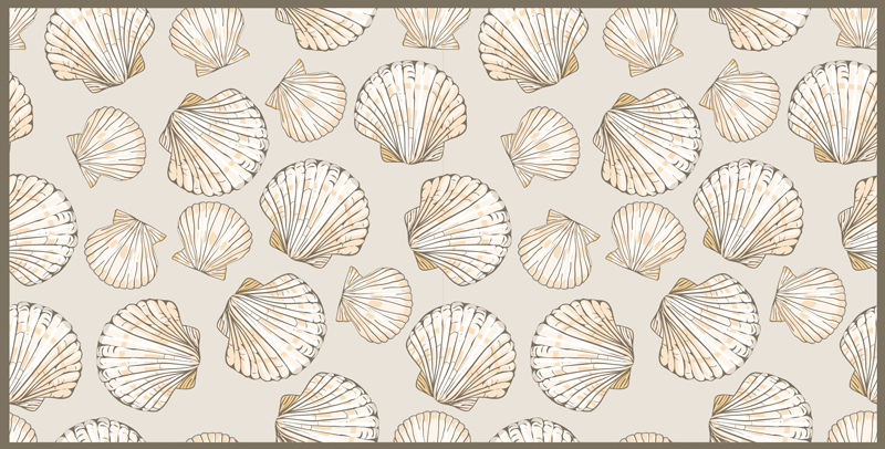 Gilded Seashells floral vinyl rug - TenStickers