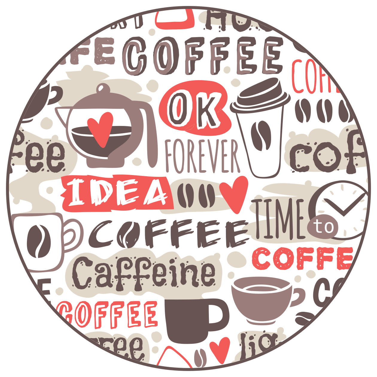 Coffee Lover's Circle kitchen vinyl rug - TenStickers