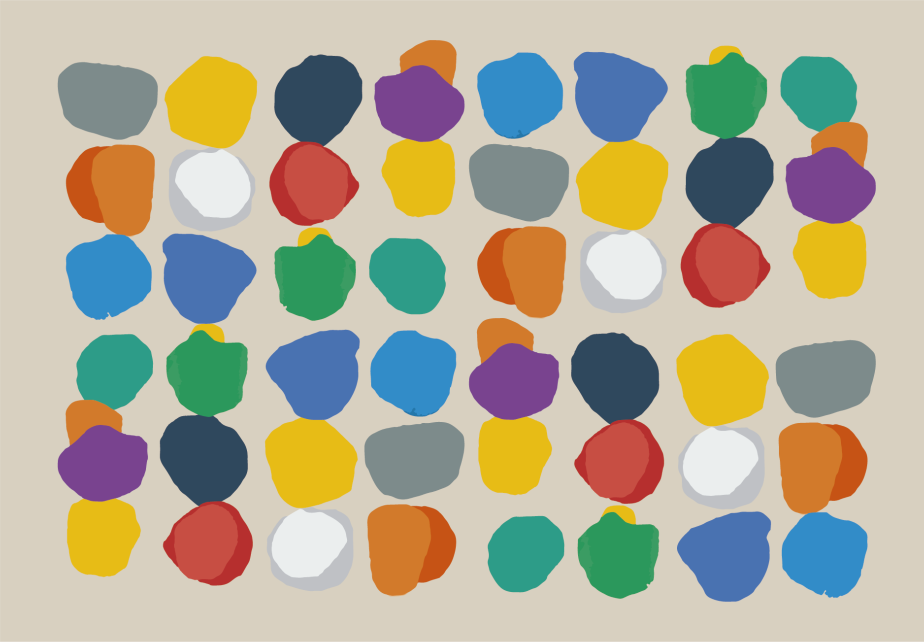 Colorful Pebble Shapes geometric rug - TenStickers