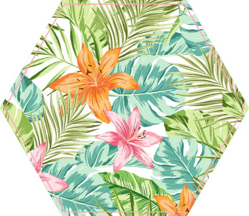 Tropical Flora floral vinyl rug - TenStickers