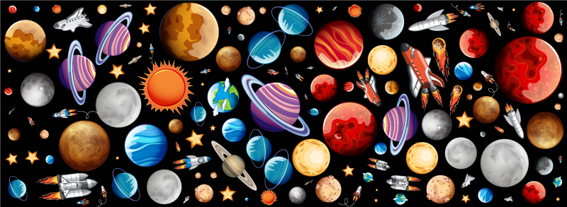 Space Exploration game vinyl rug - TenStickers