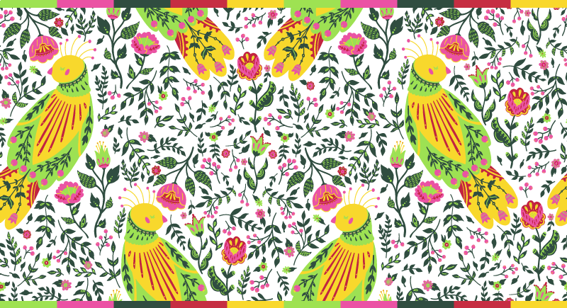 Floral Parrot Pattern floral vinyl rug - TenStickers