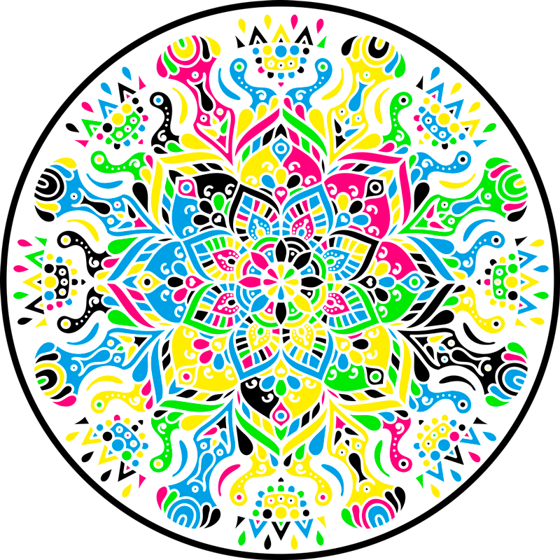 Colorful mandala bedroom vinyl rug - TenStickers