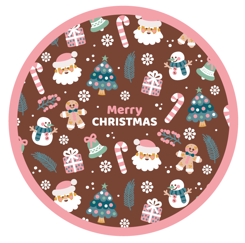 Festive Round Circle Christmas vinyl rug - TenStickers