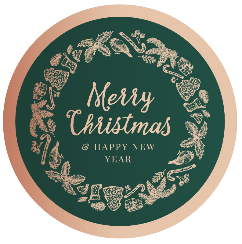 Festive Greetings Circle Christmas vinyl rug - TenStickers
