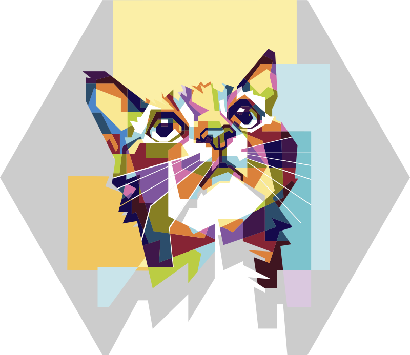 Geometric Cat geometric vinyl rug - TenStickers