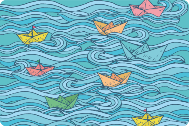 Sailing Paper Boats kids vinyl rug - TenStickers