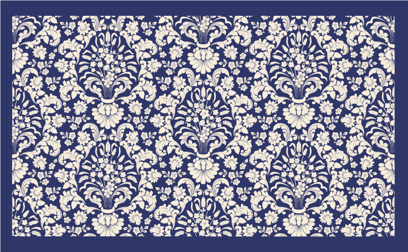 Ornate Floral Pattern minimal vinyl rug - TenStickers