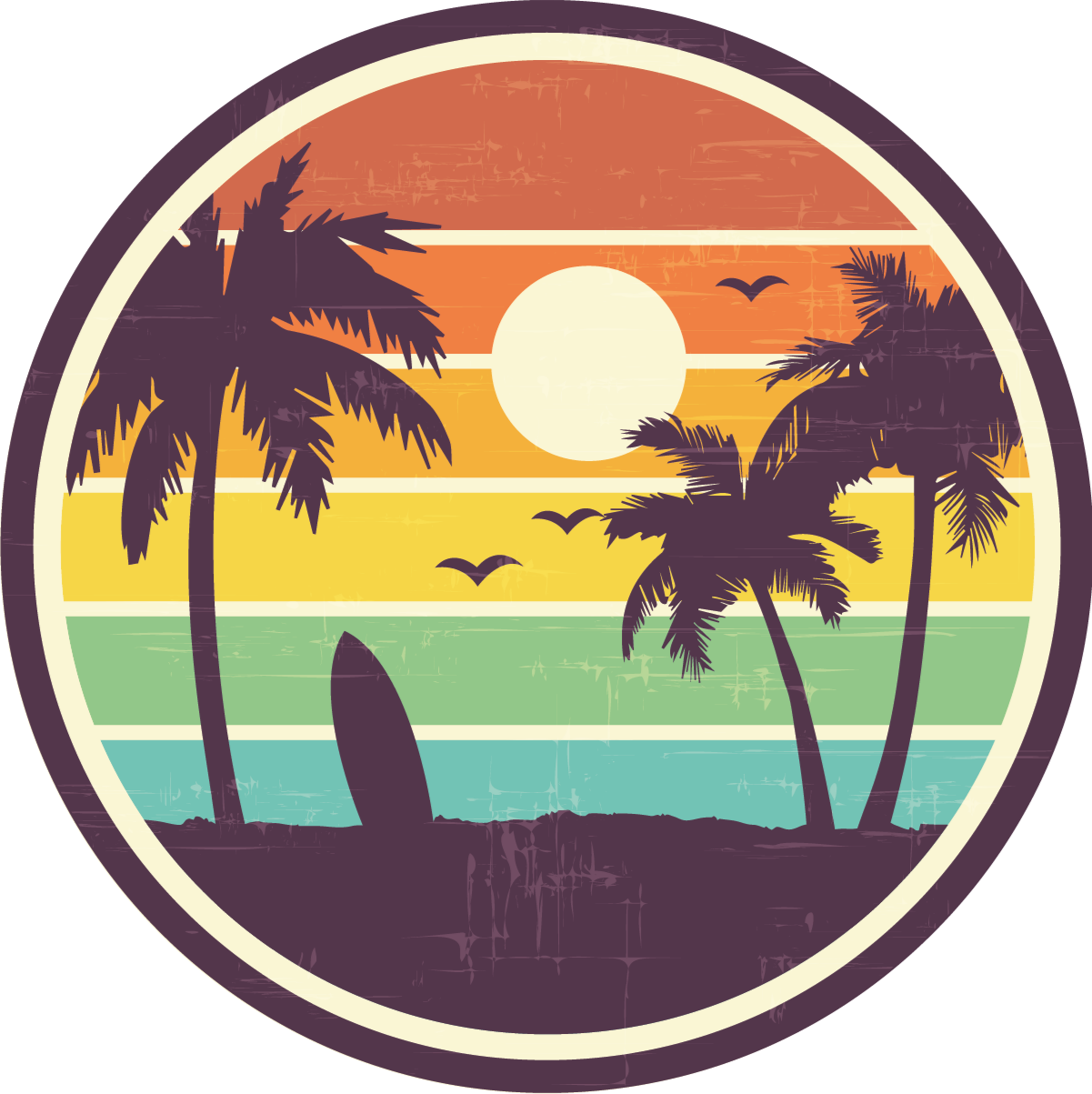Tropical Sunset Scene nature vinyl rug - TenStickers