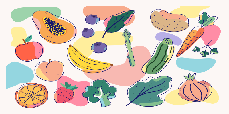 Colorful Fruit Illustration kitchen vinyl rug - TenStickers