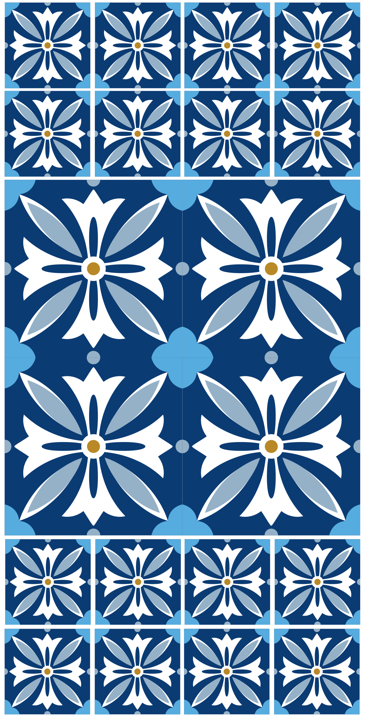 Ceramic Floral Pattern tile vinyl rug - TenStickers