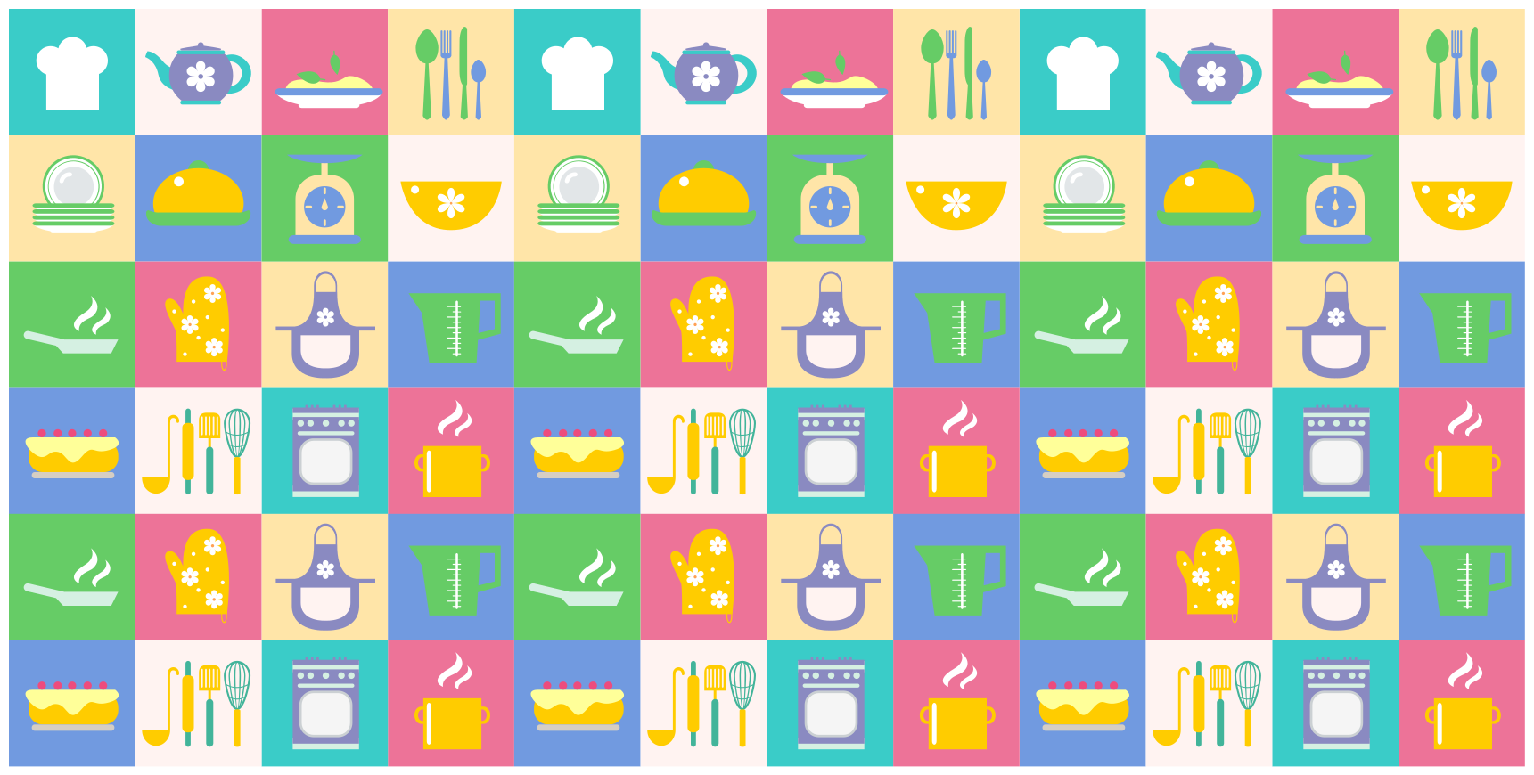 Colorful Kitchen Icons kitchen vinyl rug - TenStickers