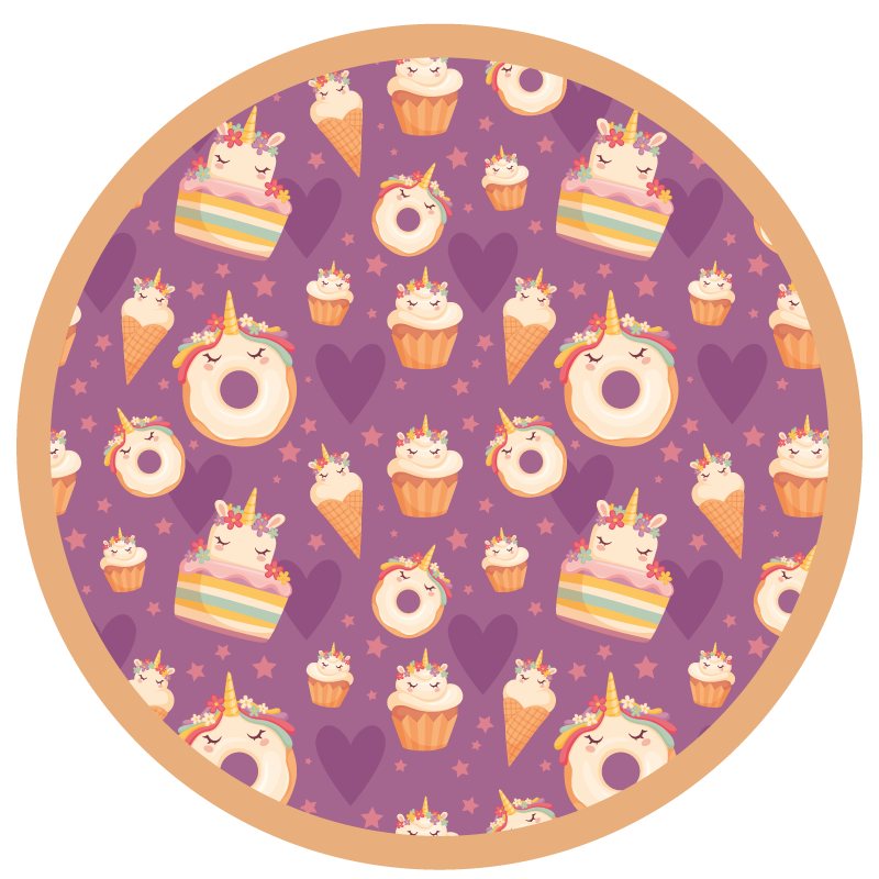 Unicorn Treats Round kids vinyl rug - TenStickers