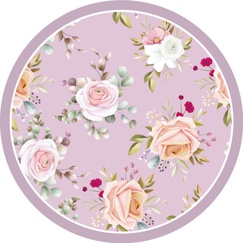 Floral Circle Elegance floral vinyl rug - TenStickers