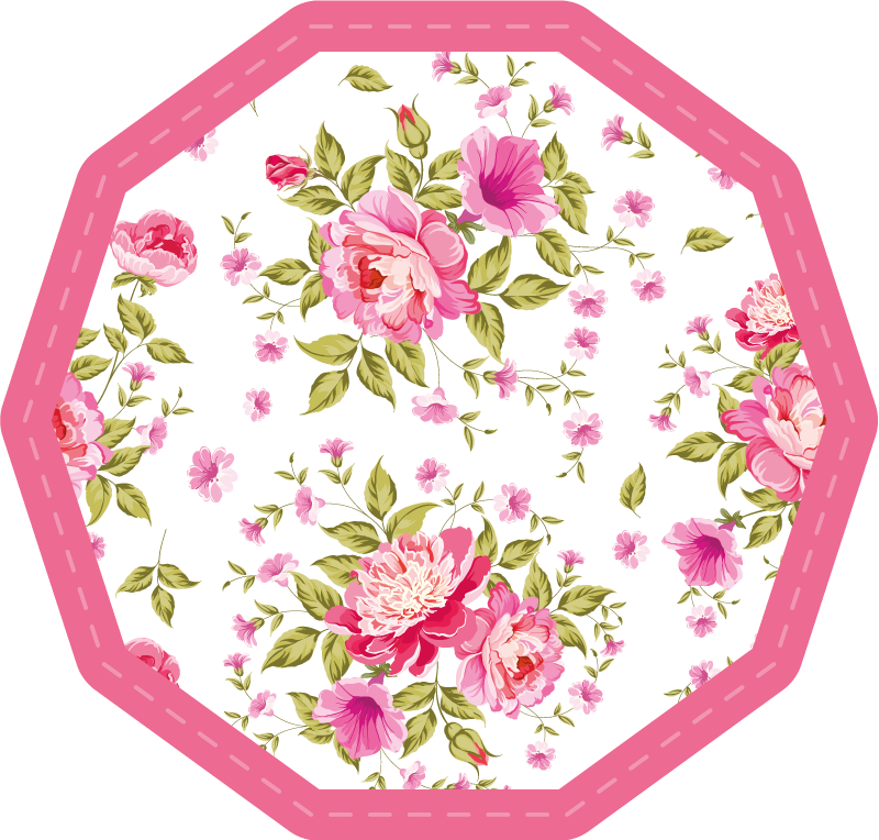 Floral Octagon floral vinyl rug - TenStickers