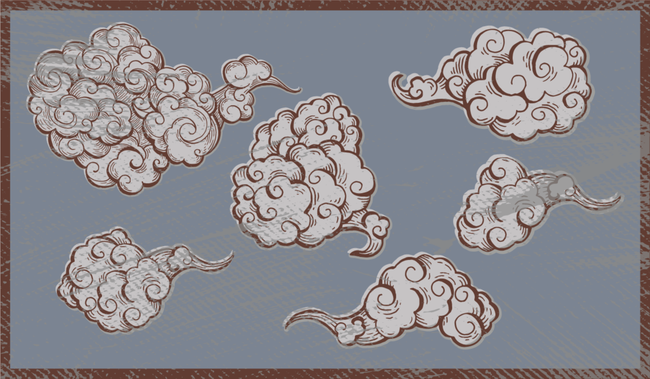 Ornate Cloud Motifs bedroom vinyl rug - TenStickers