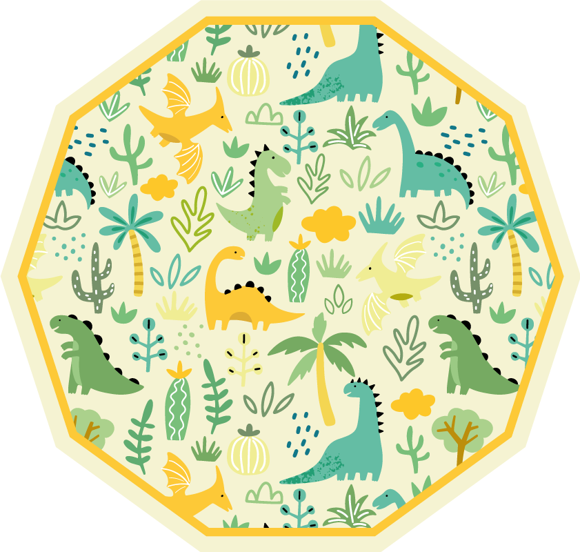 hand drown dinosaurs pattern vinyl rug - TenStickers
