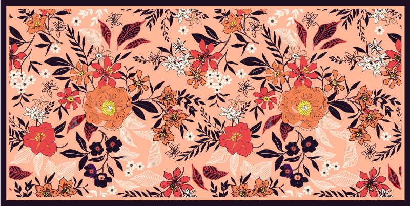 Roses and flours floral rug - TenStickers