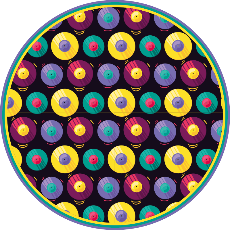 Retro Discs Composition game vinyl rug - TenStickers