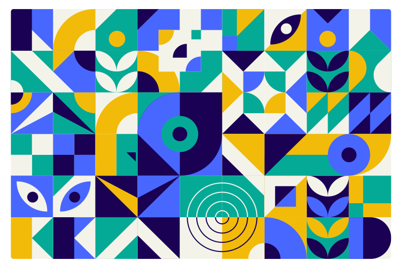 Vivid geometric patterns geometric vinyl rug - TenStickers