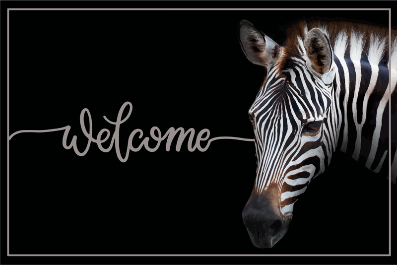 Zebra Welcome Graphic custom rug - TenStickers