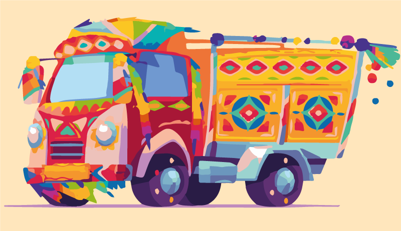 Colorful Truck Illustration kids vinyl rug - TenStickers