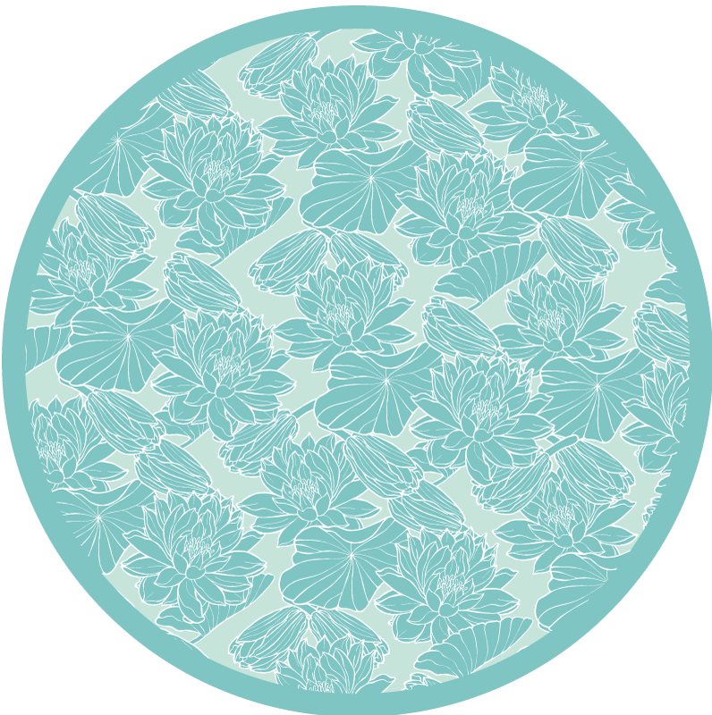 Floral Motif Circle floral vinyl rug - TenStickers