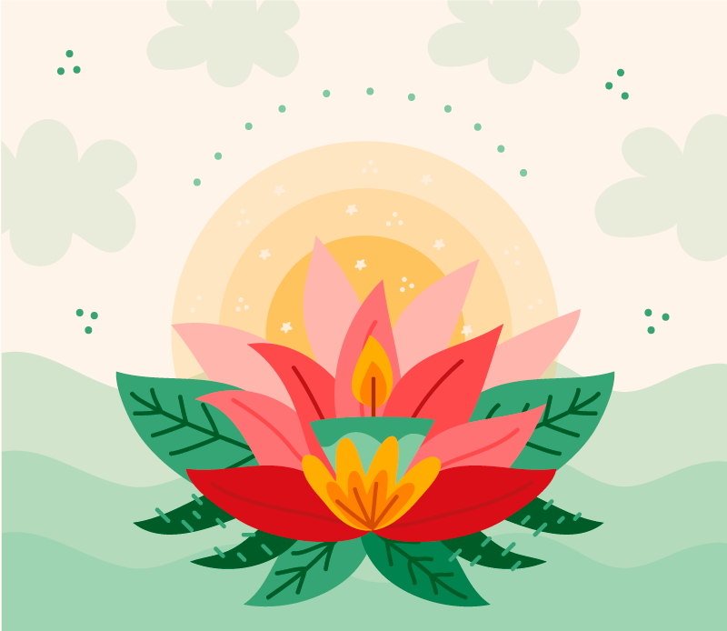 Lotus Blossom Illustration floral vinyl rug - TenStickers