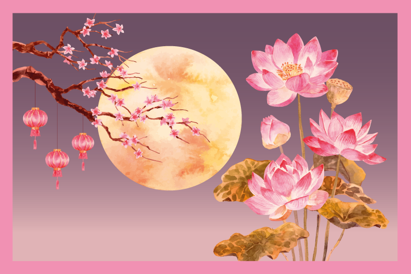 Floral Moonlight floral vinyl rug - TenStickers