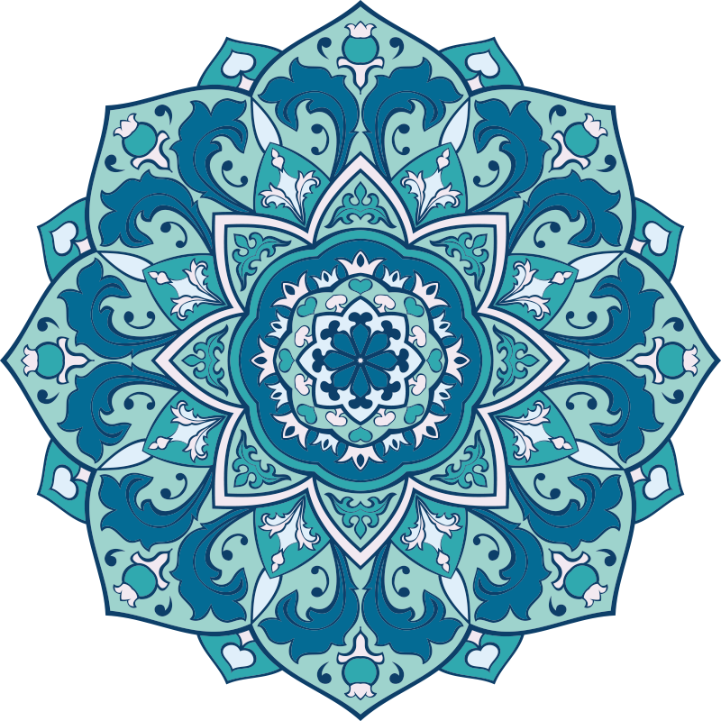 Blue elegant pattern mandala vinyl rug - TenStickers