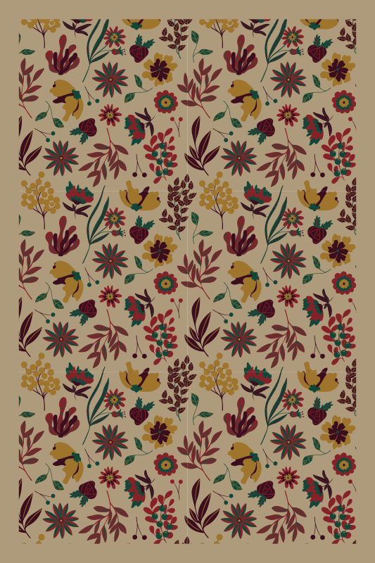Autumn Botanical Motifs floral vinyl rug - TenStickers