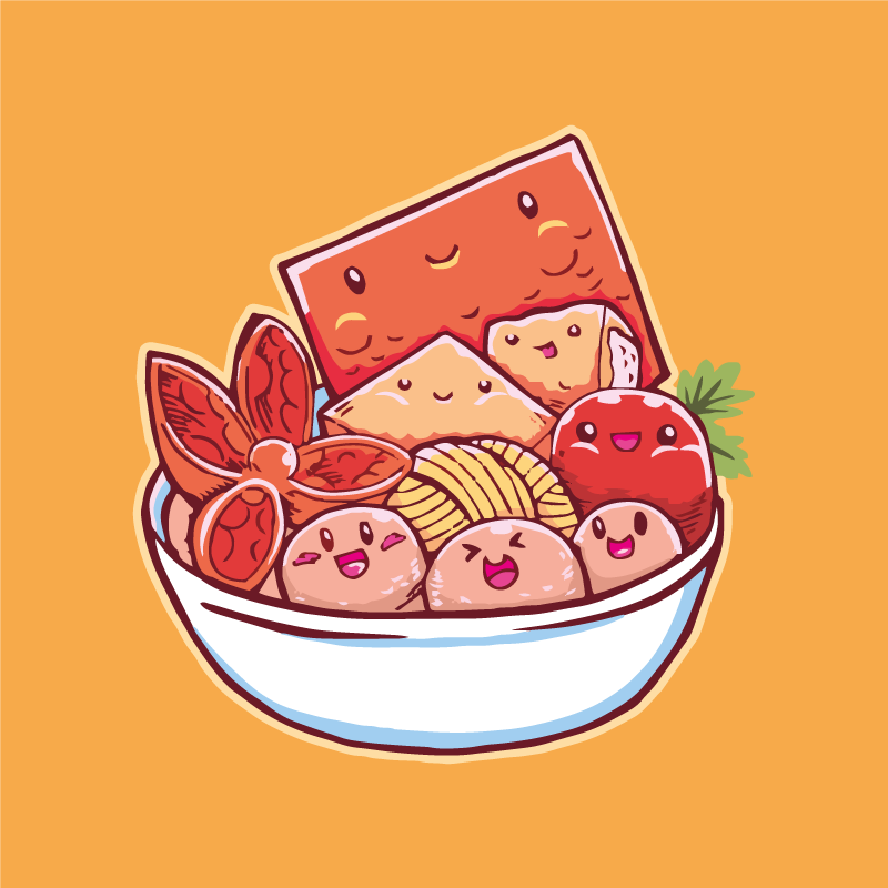 Cartoon Sushi Delight kitchen vinyl rug - TenStickers