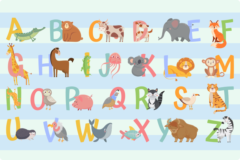 Alphabet Animal Parade kids vinyl rug - TenStickers