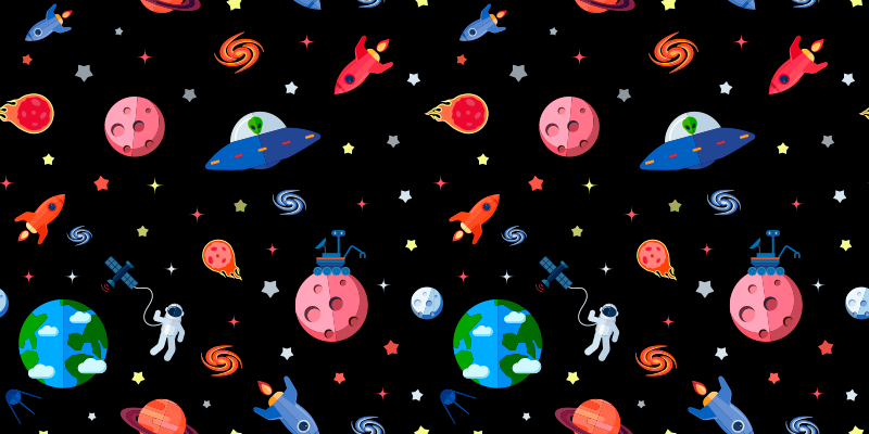 Space Adventure Print kids vinyl rug - TenStickers