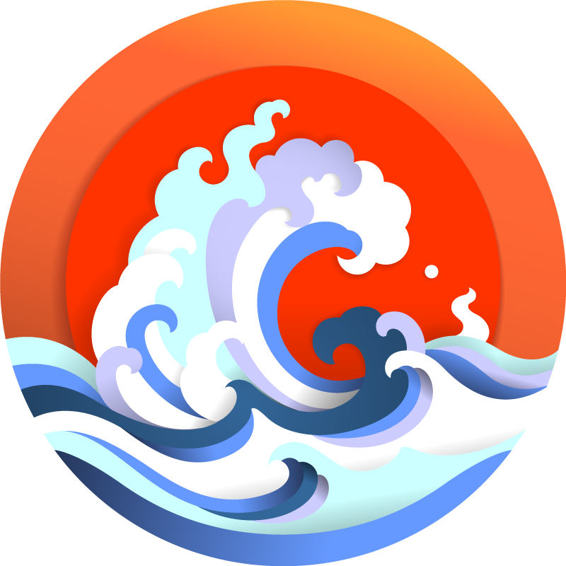 Oceanic Wave Circle nature vinyl rug - TenStickers