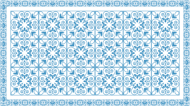 Azure Botanical Elements kitchen vinyl rug - TenStickers