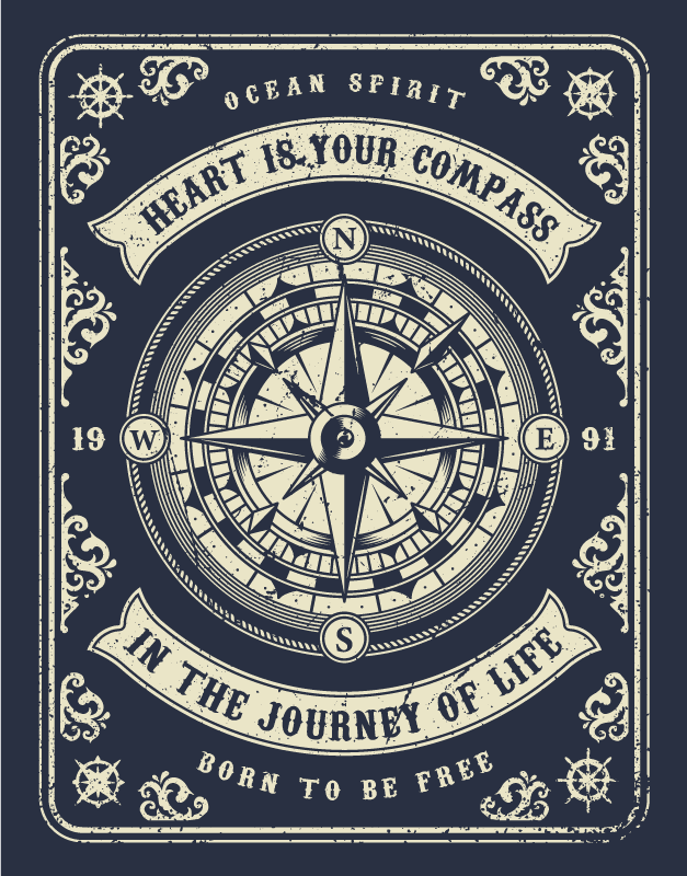 COMPASS JOURNEY ART minimal vinyl rug - TenStickers