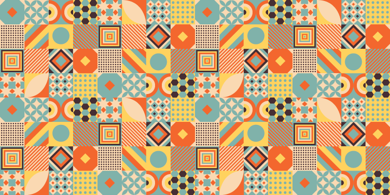 Geometric vinyl rug lively tile design - TenStickers