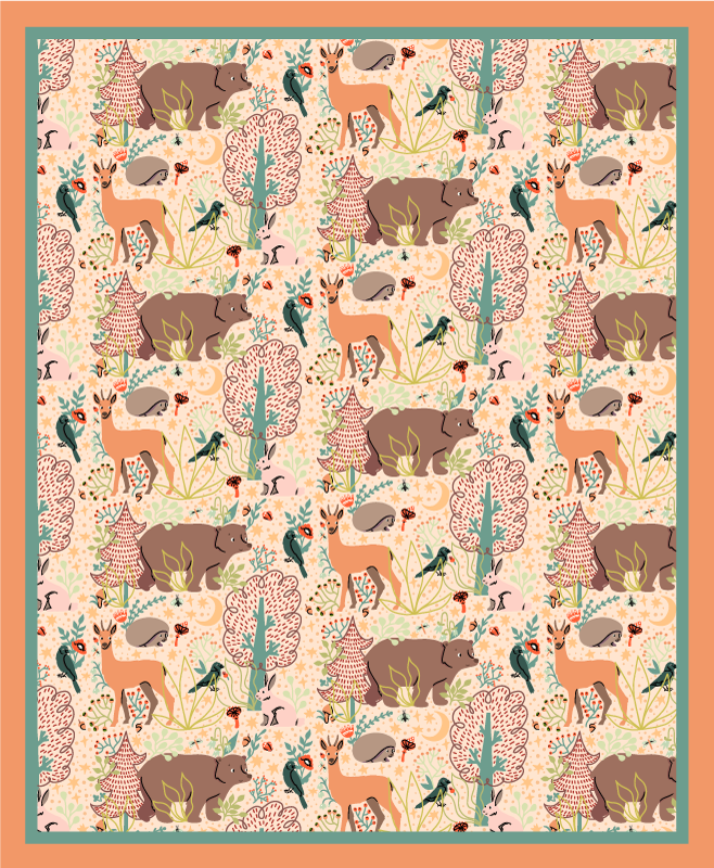 Woodland creatures design animal vinyl rug - TenStickers