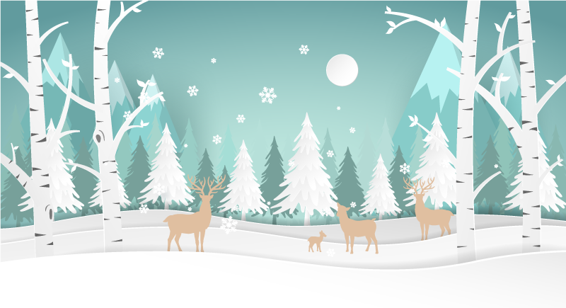 Winter Woodland Scene nature vinyl rug - TenStickers