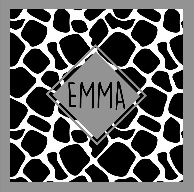 Black and white giraffe with name teen vinyl rug - TenStickers