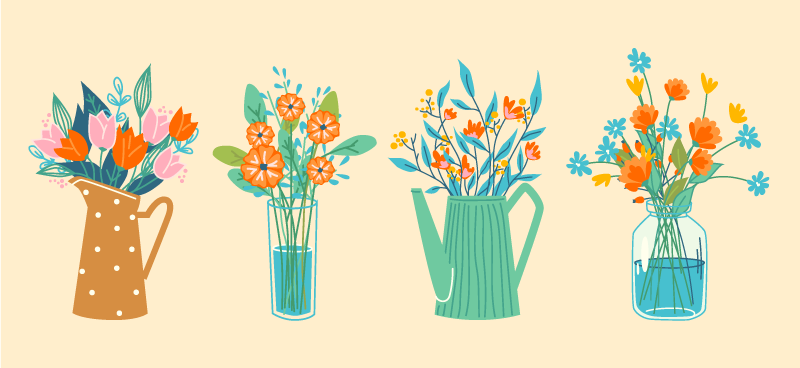 Flower Centerpiece Arrangement floral vinyl rug - TenStickers