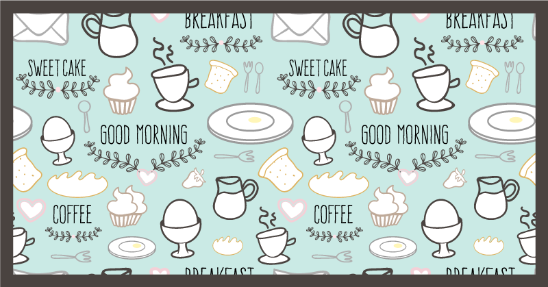 Breakfast Essentials kitchen vinyl rug - TenStickers