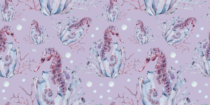 Seahorse coral design bathroom vinyl rug - TenStickers