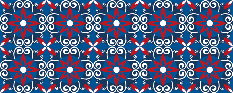 Botanical Spiral Element tile vinyl rug - TenStickers